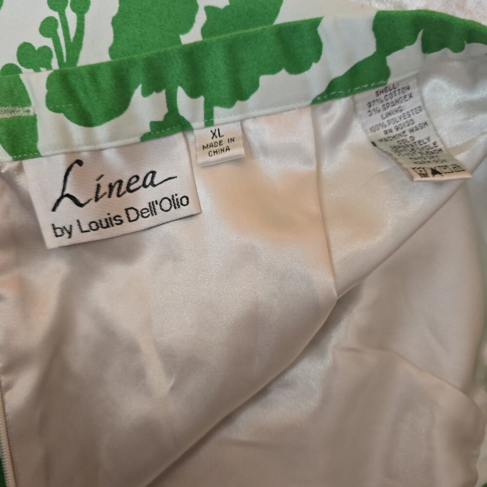 Linea By Louis Dell'olio Green and White A-Line Skirt Cotton Blend Size XL - Picture 3 of 4